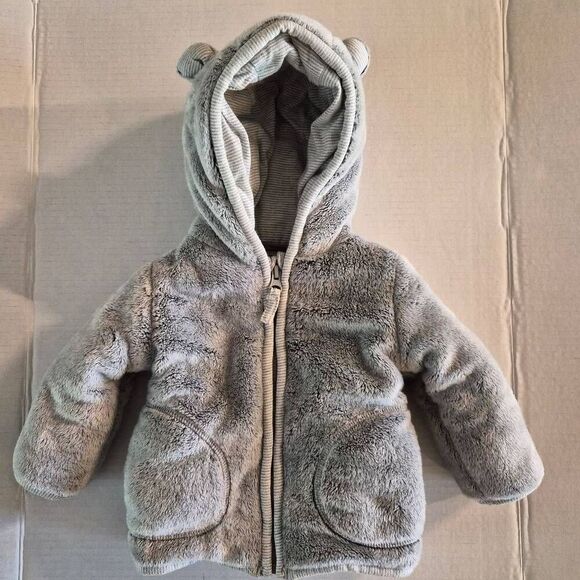 NWOT George Outerwear Unisex Gray Zippered Hooded Jacket w/ Bear Ears: Soft Thic - Picture 1 of 5